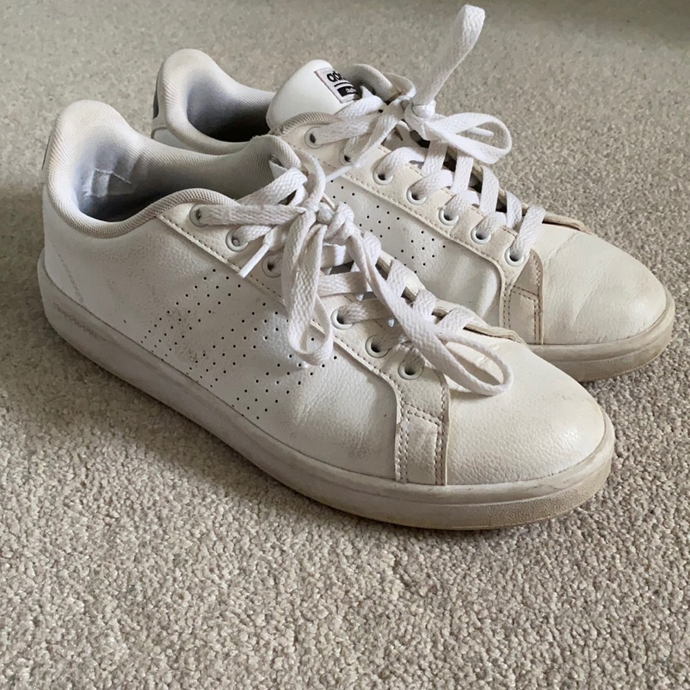 Adidas all white superstars